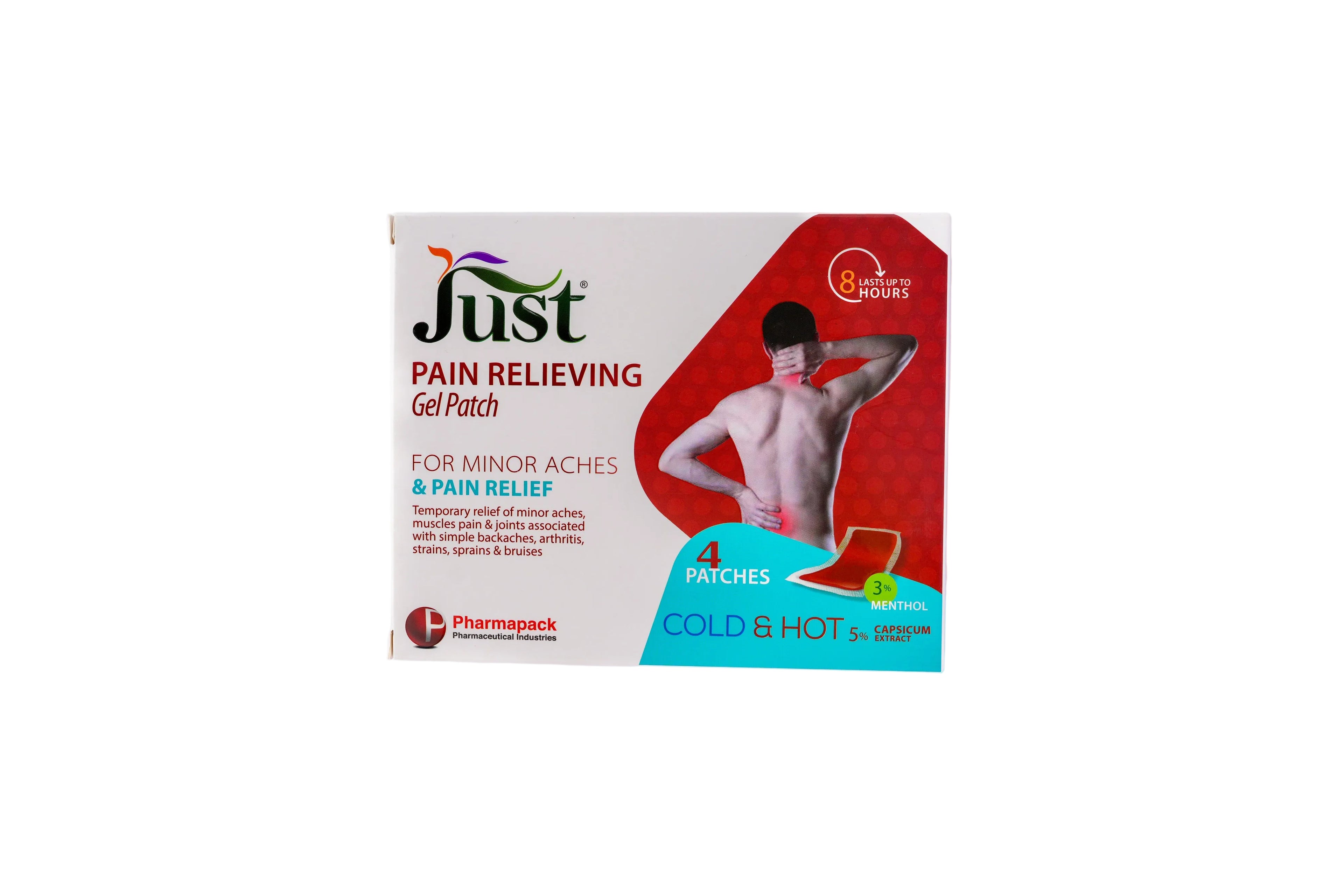 Cold & Hot Pain Relieving Gel Patch For Minor Aches & Pain Relief - 4 Patches