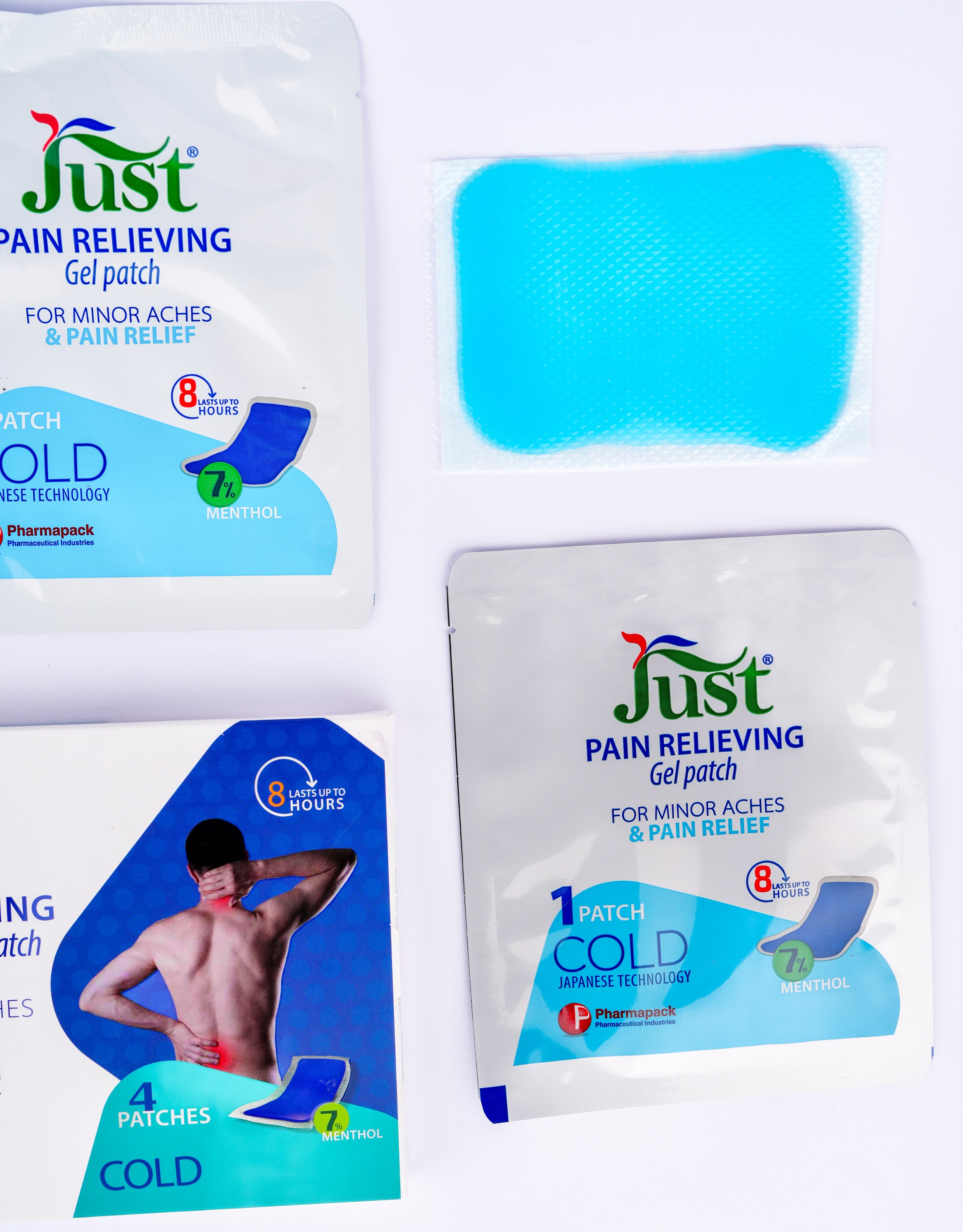 Cold Pain Relieving Cooling Gel Patch For Minor Aches & Pain Relief - 4 Patches