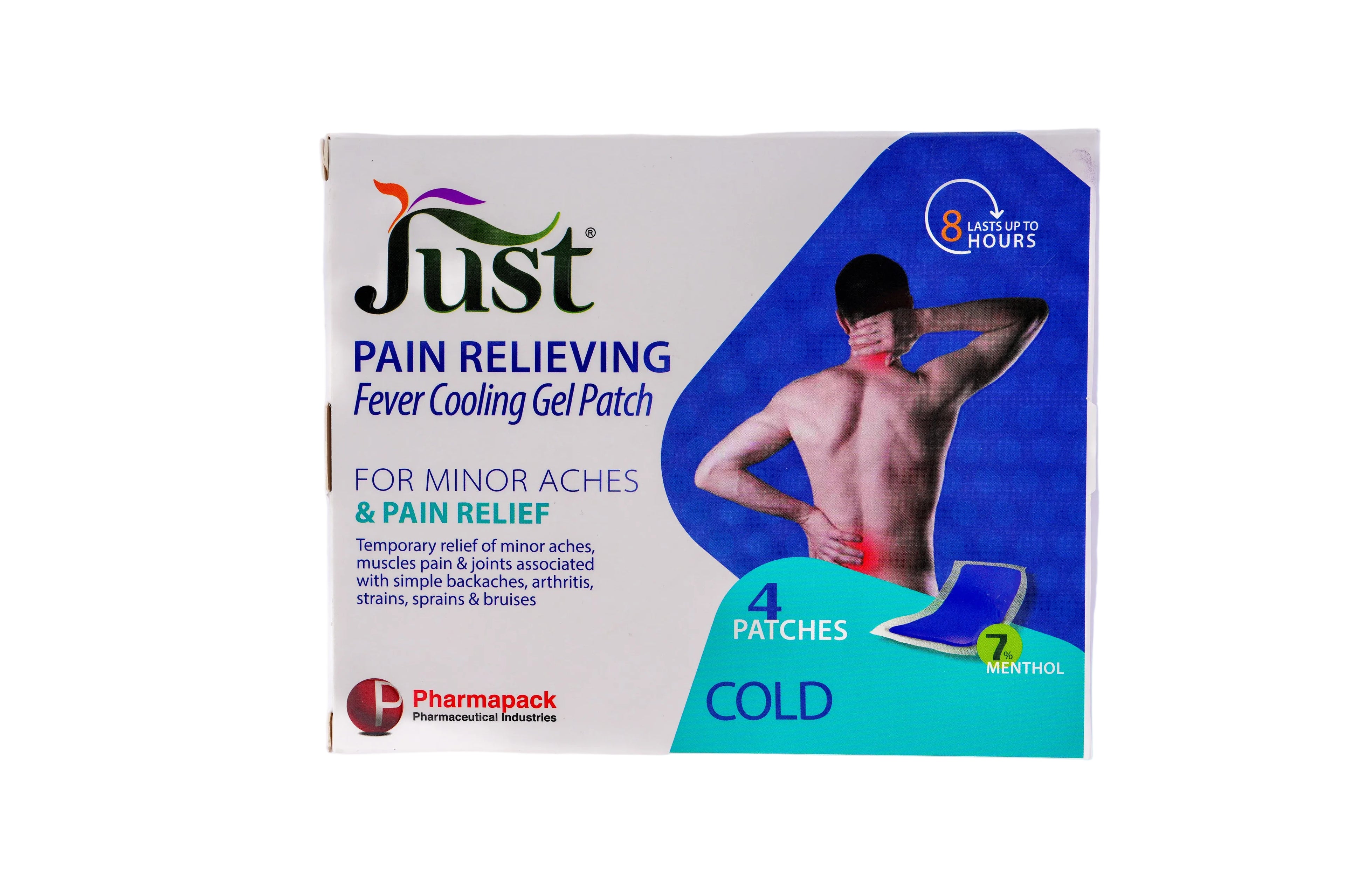 Cold Pain Relieving Cooling Gel Patch For Minor Aches & Pain Relief - 4 Patches
